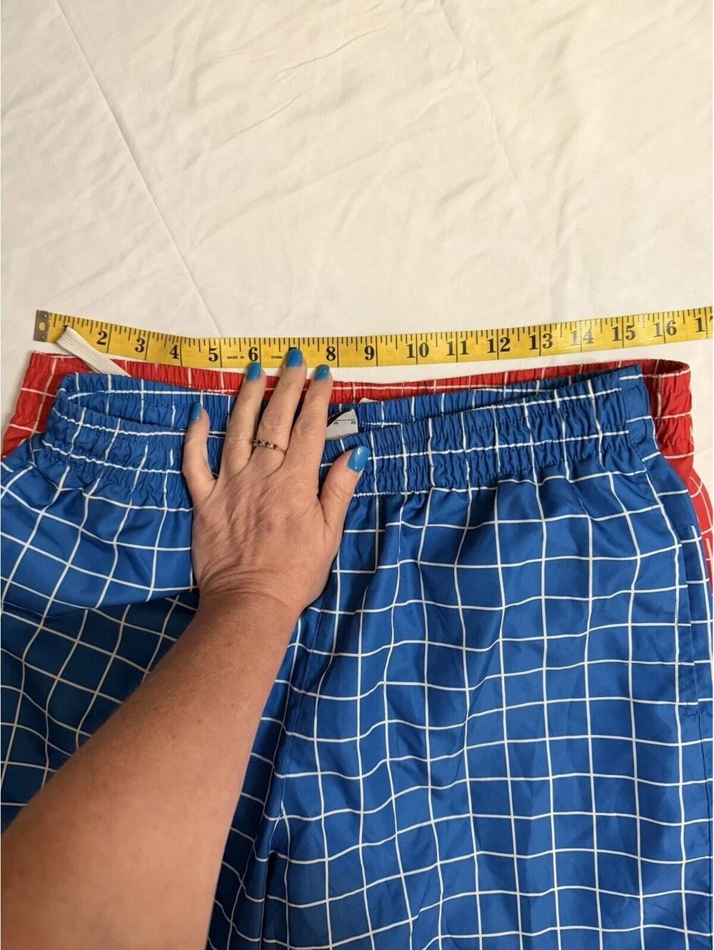 Nke Swim Shorts 2 Pairs Red/white & Blue/white Strips Medium *No Netting*
